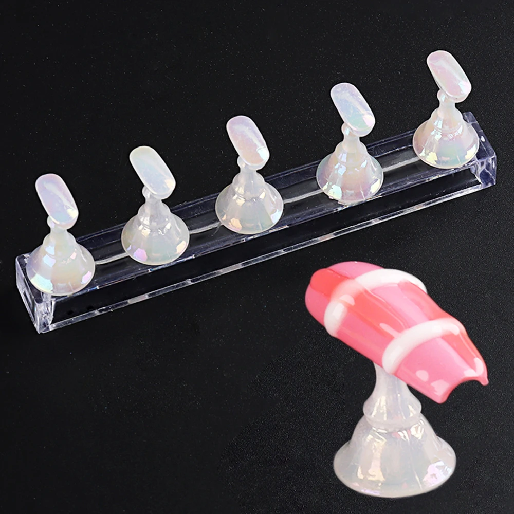 5pcs Crystal Display Stand Aurora Effect Magnetic Holder For False Nails Tips Gel Polish Showing Shelves Nails Accesories NTJG-A