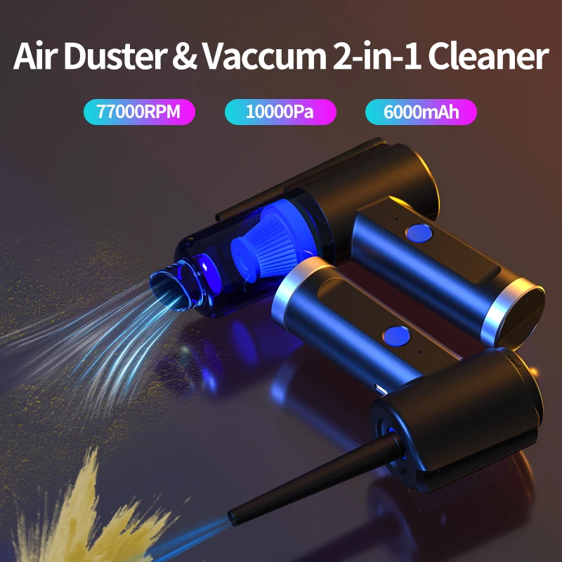 Computer Cleaner Compressed Air Duster,Car Vacuum Keyboard Cleaner Air Spray 2 in 1,Dust Cleaning Mud For Home Air Blow Gun