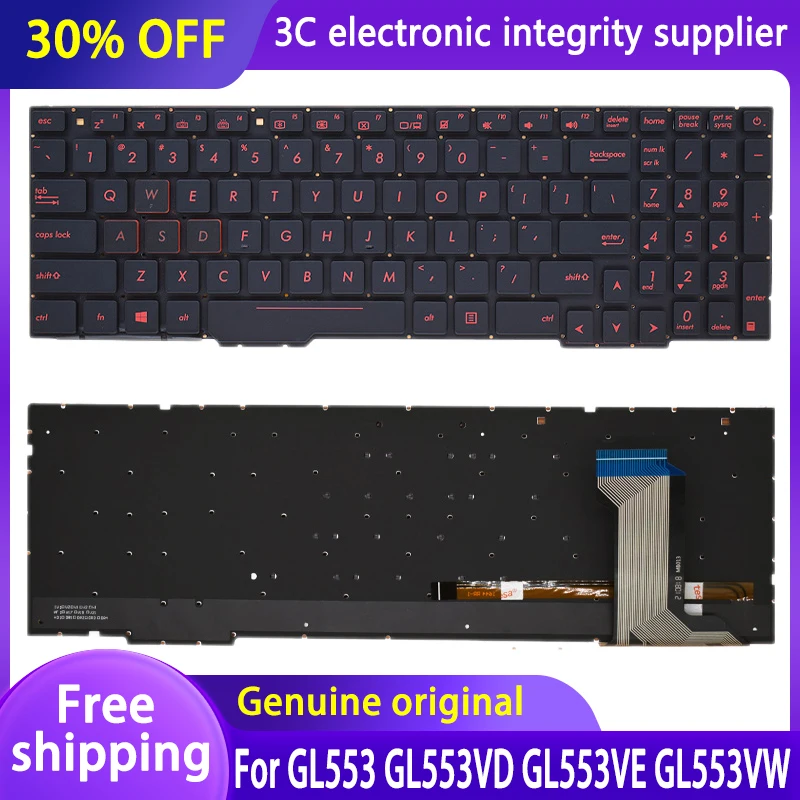 

New Asus Gl553vw Keyboard For Asus ROG Strix GL553 GL553VD GL553VE GL553VW Series Laptop US Backlit Keyboard