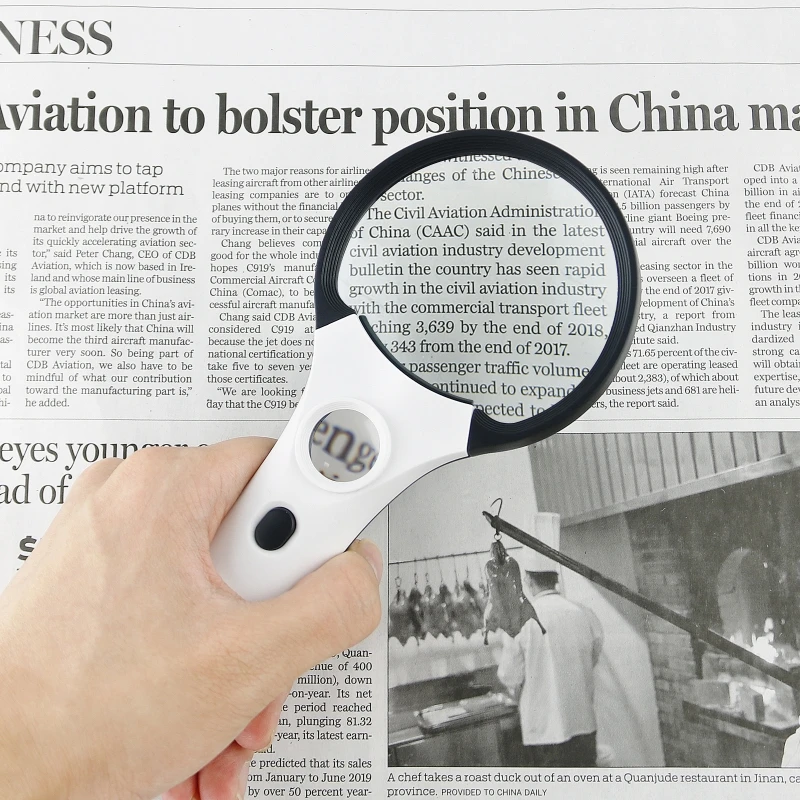 

Handheld Magnifying Glass with 3 LED Light & 1 UV Light 3X 45X Illuminated Magnify Lens for Seniors Reading Book Macular