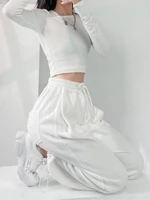 houzhou white oversized jogging sweatpants joggers sports pants for women baggy black wide leg trousers for female korean style