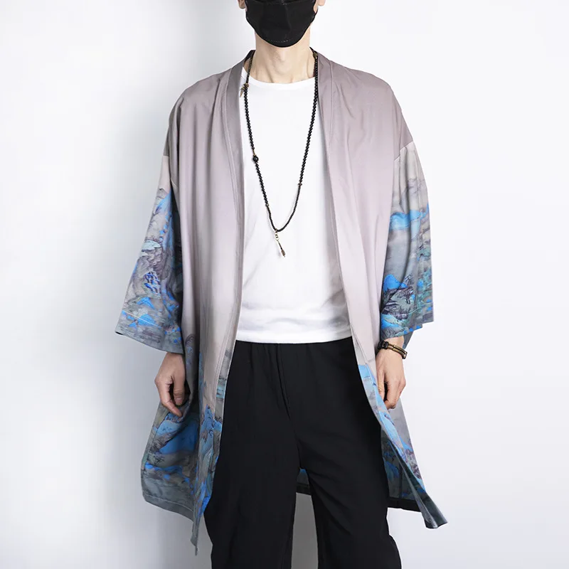 Кардиган мужской с длинным рукавом жакет в традиционном китайском стиле