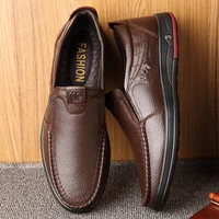 2021 new real leather mens casual shoes flats formal dress shoes nonslip slip on black mens loafers breathable male footwear