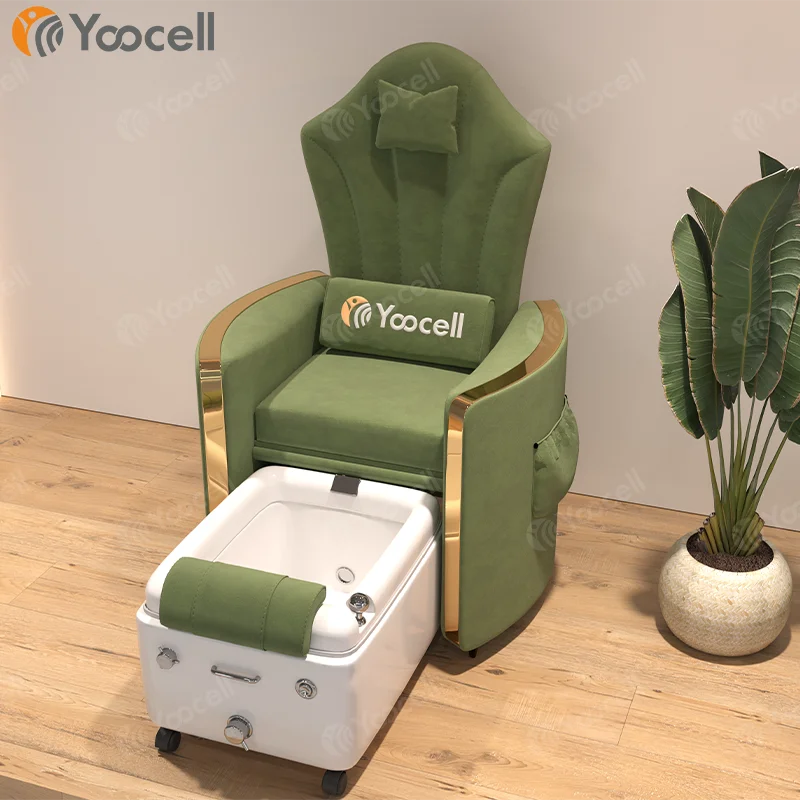

Yoocell top beauty luxury green color pedicure foot spa massage chair magnetic jet for nail