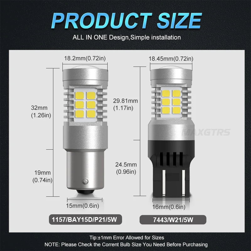 2x7443 T20 W21/5W белый стоп-сигнал заднего хода 2835 21SMD светодиодсветодиодный