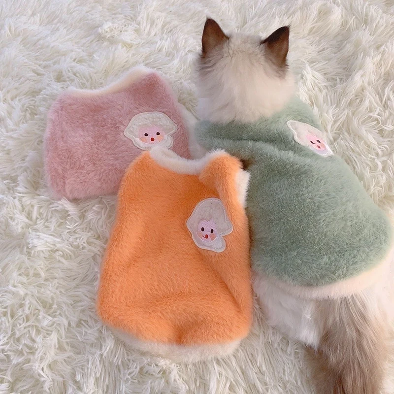 

New Cute Funny Pet Cat Clothes Winter Print Soft Fleece Kitten Kitty Coat Jackets Sphynx Chihuahua Outfit Clothing Pet Costume