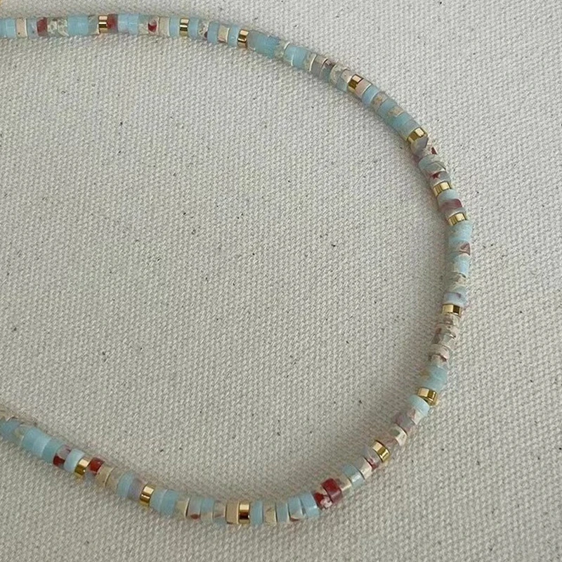 Нишевое винтажное ожерелье из бисера в этническом стиле с камнем Шушань голубая