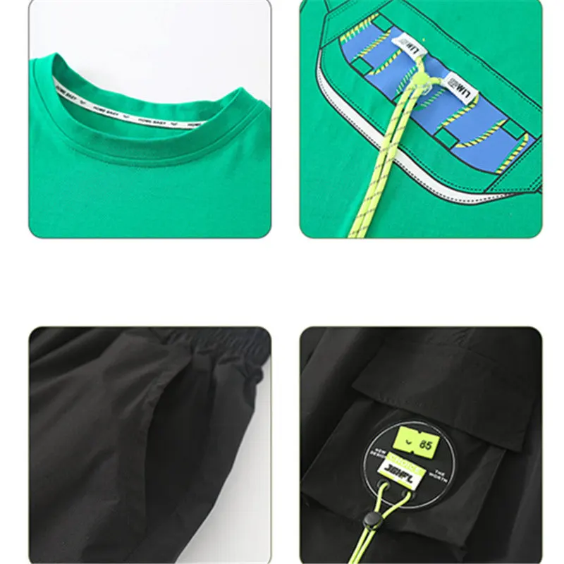 2022 New Boys Clothing Sets Summer Kids Boys Suit T-shirt + Shorts 2 Pieces Suit Kids Teenage For 5 6 8 10 12 14 Years Outfits