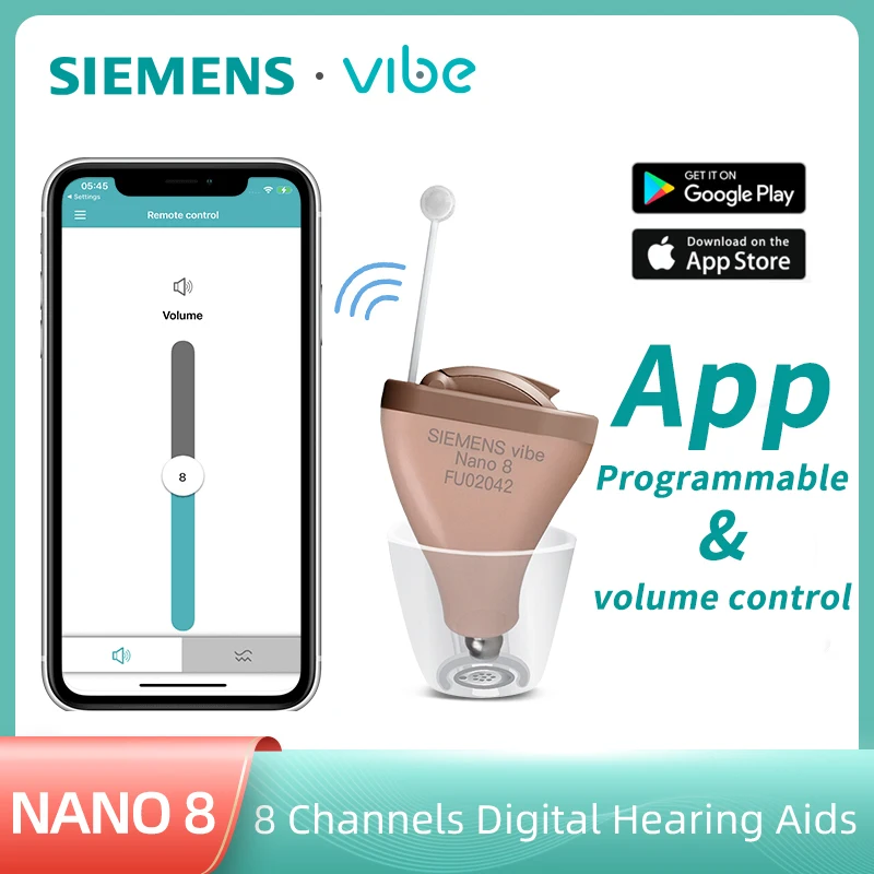 

Siemens Vibe OTC Hearing Aids For Deafness 8 Channel Digit Hearing Device App Programmable Nano Shell Advanced Invisible Ear Aid