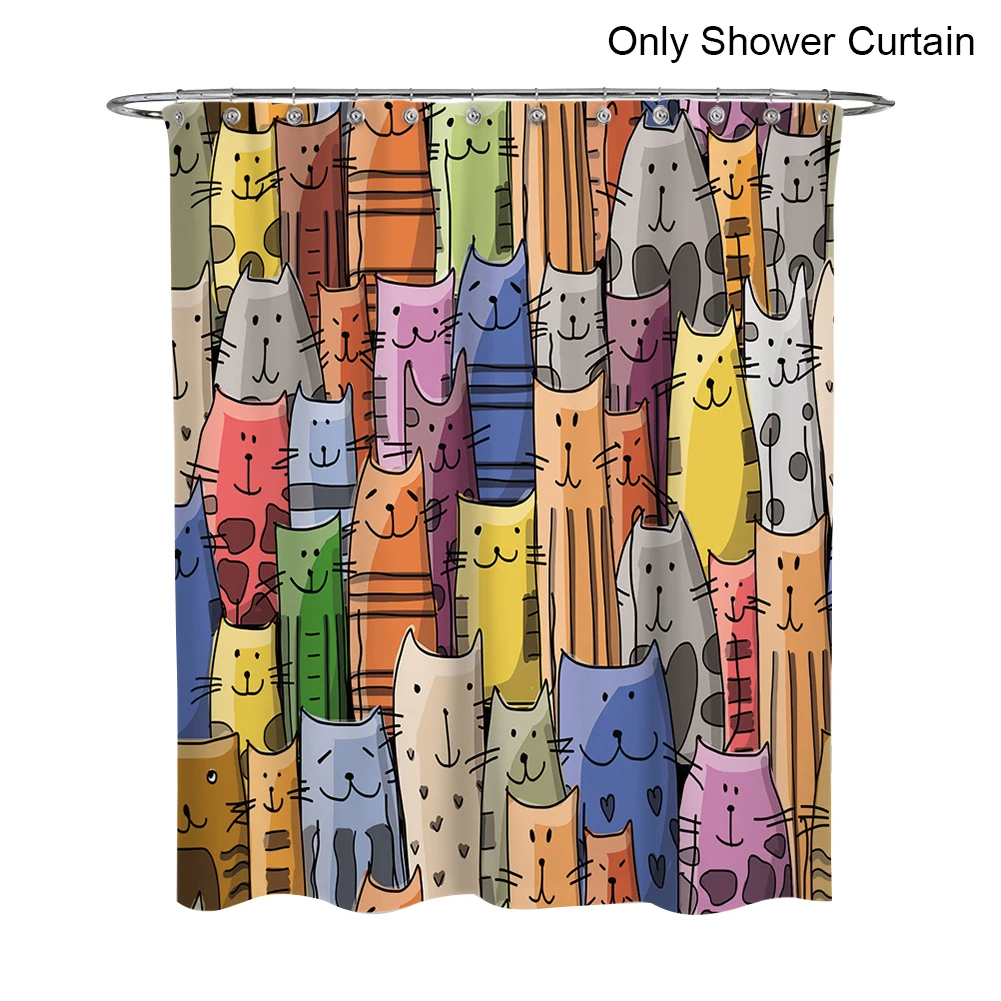 

Colorful Waterproof Fabric Home Use Bath Decor Shower Curtain Absorption 3D Printed Rustproof Bathing Bathroom Accessory