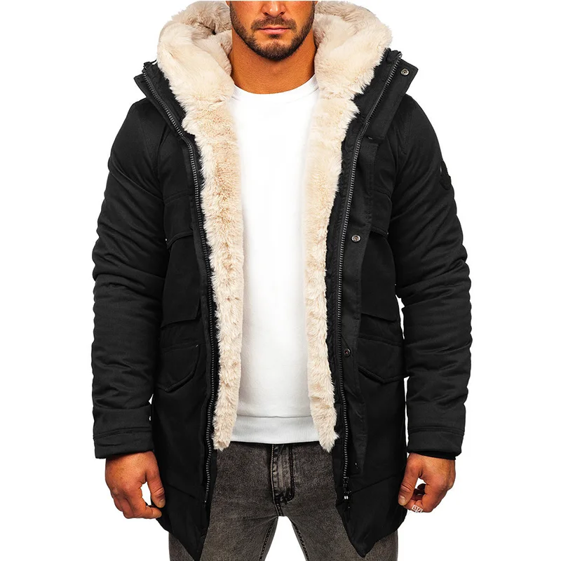 2022 New Casual Fleece Hooded Thickened Jacket Cotton Padded Mens Parkas Autumn Winter Male Coats Ropa De Invierno Para Hombre