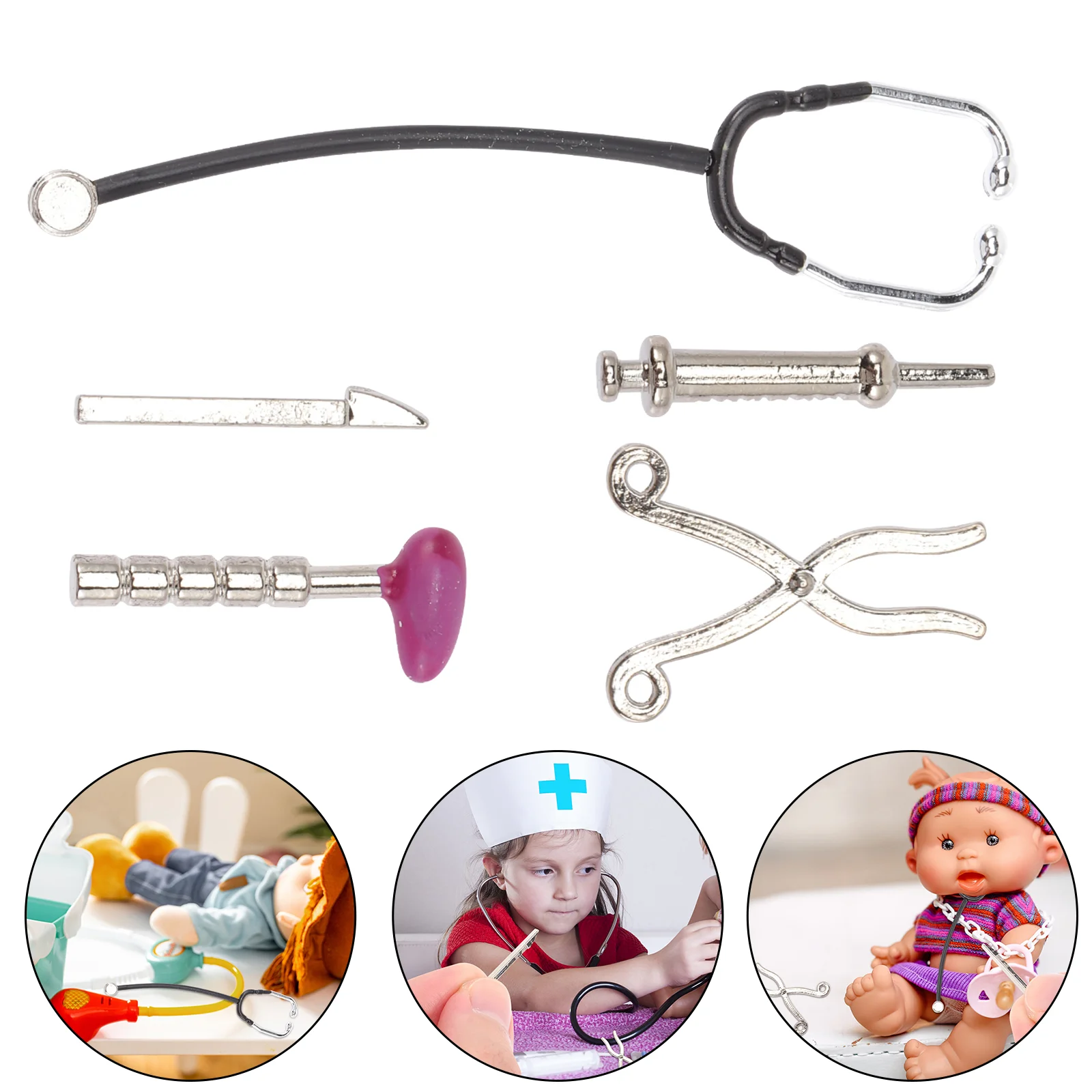 

Miniatures Suit Syringe House Tools Utensils Accessory Alloy Stethoscope Model