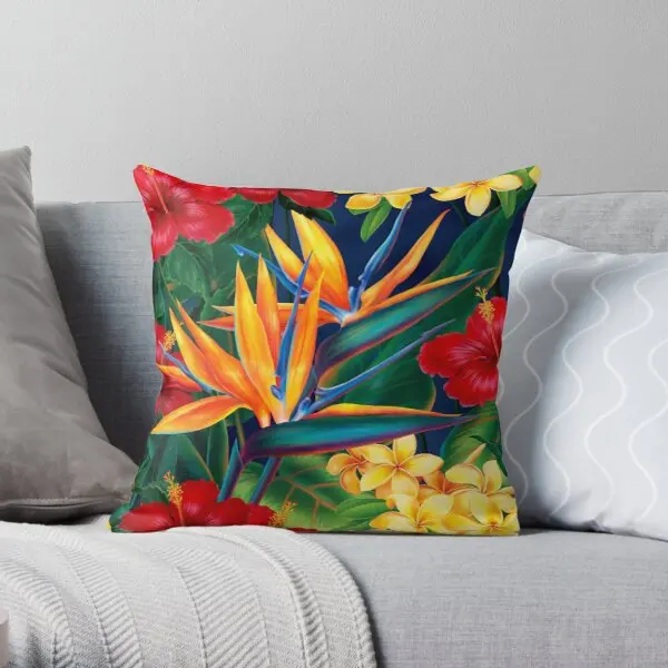 

Tropical Paradise Hawaiian Birds Of Para Printing Throw Pillow Cover Polyester Peach Skin Car Hotel Decor Pillows not include