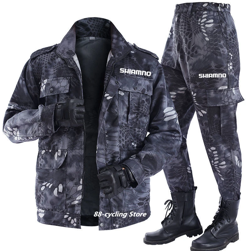 Spring Summer Fishing Clothing Tactical Camouflage Fishing Jacket Men Windproof Durable Outdoor Hunting Hiking Thin Fishing Suit 2