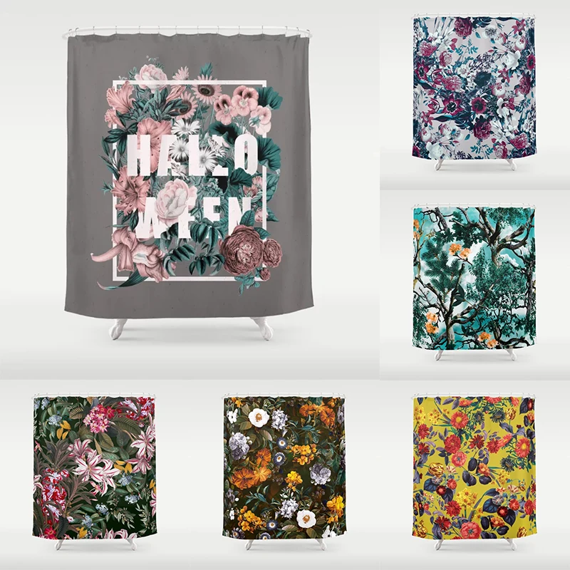 

Abstract Flowers Animal Plants Fruit Garden Letters Bathroom Curtain Home Decor Waterproof Bathtub Personality Shower Curtain