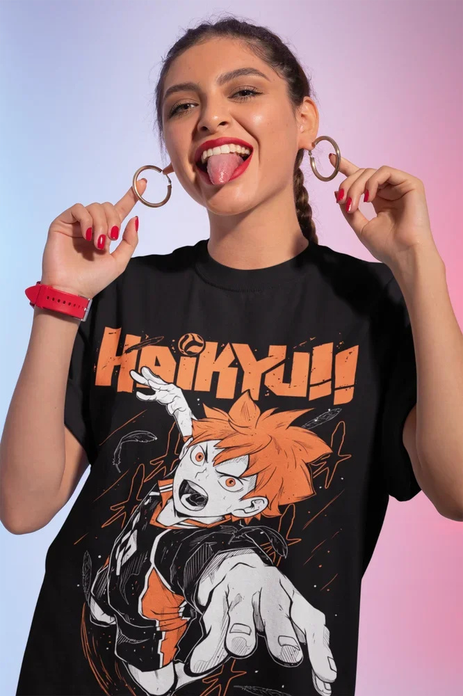 Футболка унисекс с рисунком хинаты шоё манга в полоску Аниме Haikyuu Haikyu все размеры
