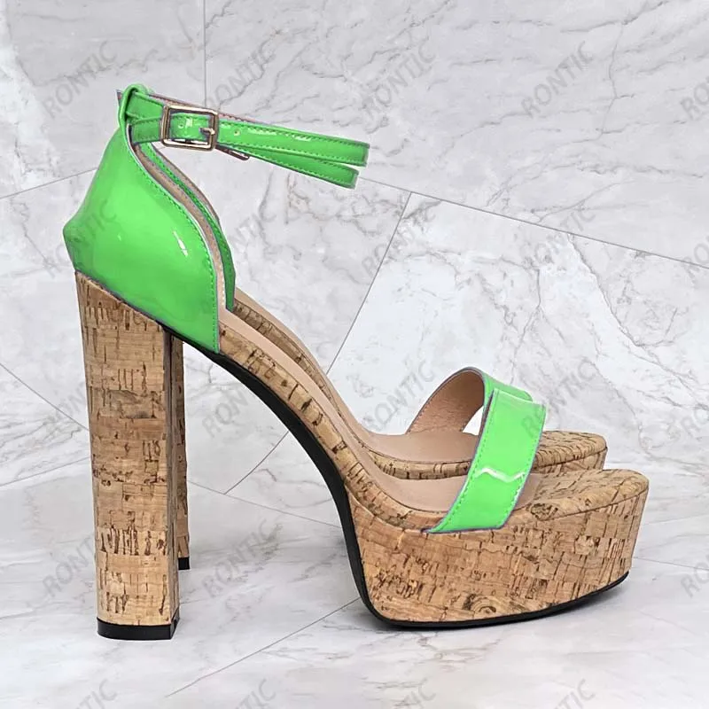 Женские босоножки на платформе Rontic ручной работы с ремешком щиколотке пробковые