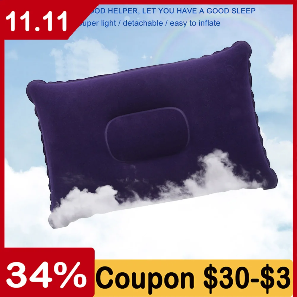 

Portable Inflatable Air Pillows Ultralight PVC Camping Travel Sleep Cushion Outdoor Hiking Beach Car Plane Head Rest 38x24cm