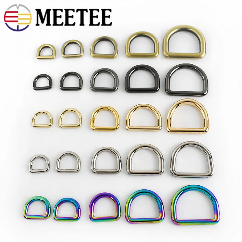 20Pcs Metal D Ring Non-Welded 10-38mm Buckles Bag Backpack Belt Strap Clasp Dog Collar Webbing Hooks DIY Leather Accessories