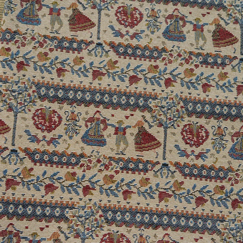 

Yarn-dyed Jacquard Fabric Dancing Figure Autumn Winter Sofa Cover Carpet Thick Decorative Cloth for Sewing Material by the Meter