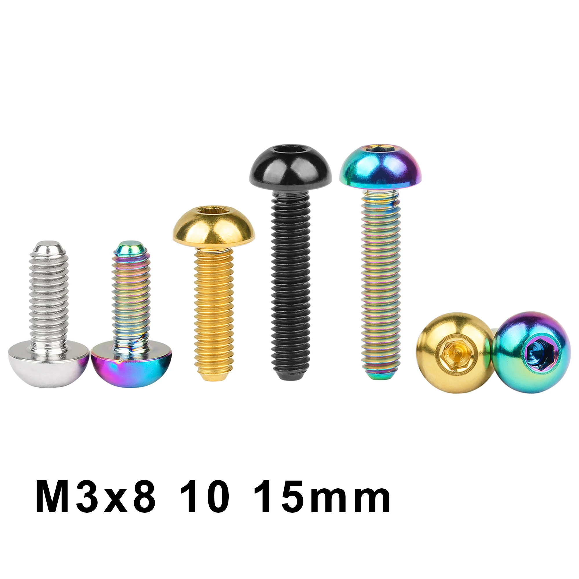 

Weiqijie 6pcs Dome Head Titanium Bolt M3x 8 10 15mm Allen Bicycle Key Head