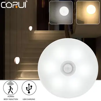CORUI Smart LED Motion Sensor Night Light Smart Body Induction Lamp USB Rechargeable Emergency Light Bedroom Bathroom Stair Lamp 1