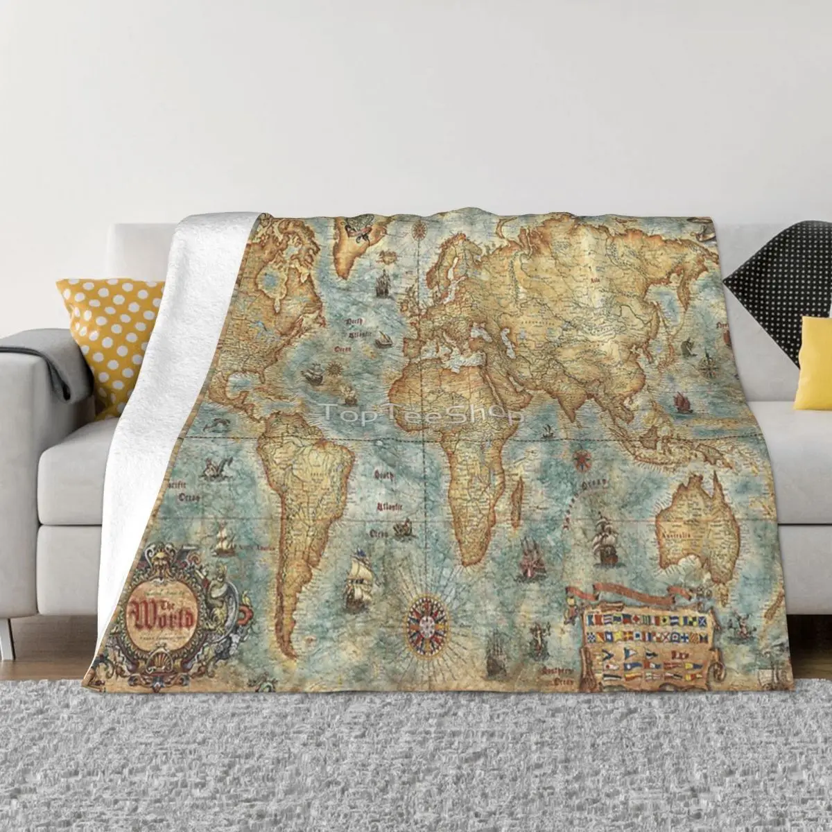 Старая карта мира под старину старинный Атлас винтажные карты подарки одеяло