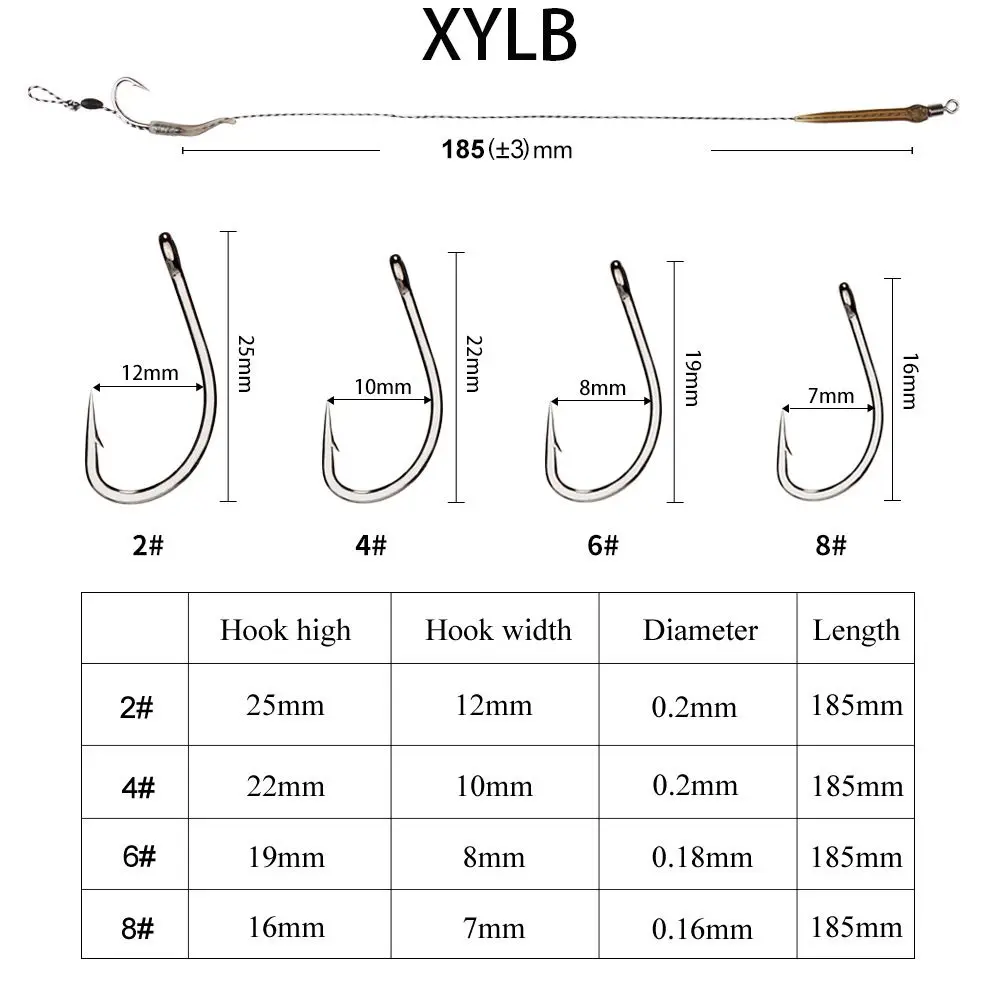 6-8 шт. готовые крючки для ловли карпа 18 5 см 30-60 фунтов 2/4/6/8 #