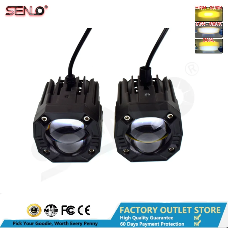 60 Вт фары для мотоцикла рабочие светодиодная лампа фар двухцветная фара