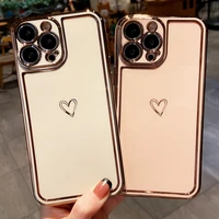 love heart phone case for iphone 13 12 mini 11 pro xs max x xr 8 7 plus se 2020 luxury glitter plating silicone soft back cover