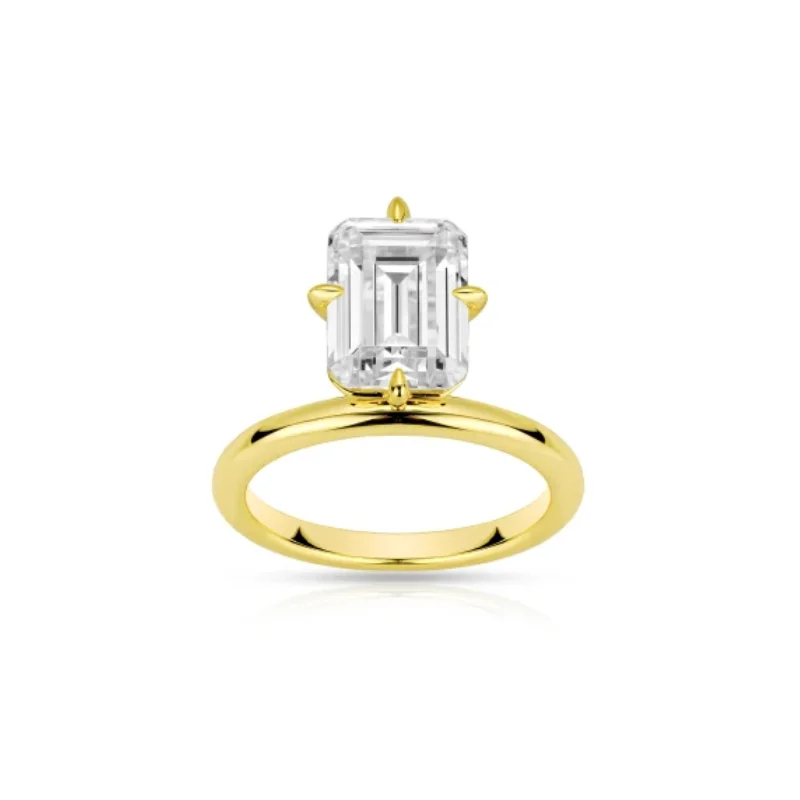 Фото CAMEO Серебряное кольцо с синтетическим цирконом 925 пробы, прямоугольное белое изумрудное кольцо 5 карат с четырьмя когтями, простое винтажное кольцо с золотой рукой №1
