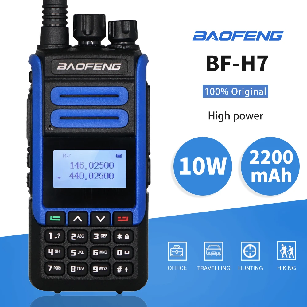 

Real 10W BaoFeng BF-H7 Walkie Talkie Powerful Amateur Ham CB Radio Station BF-H7 Dual Band Transceiver 10KM Hunting Intercom
