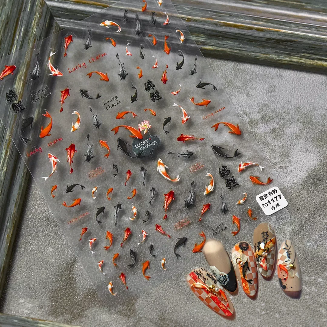 

Наклейка для ногтей с буквами алфавита наклейка s Red Koi Fish китайский стиль наклейка для ногтей дизайн ногтей корейские наклейки 2022