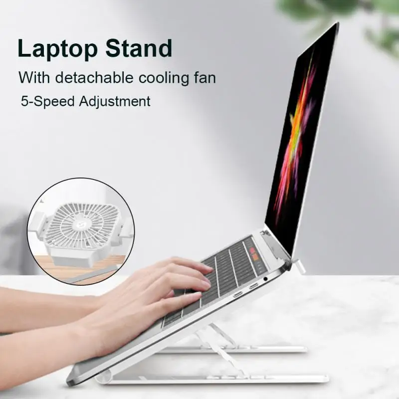 

With Cooling Fan Laptop Holder Lazy Bracket Ergonomic Design Laptop Tablet Stand Notebook Riser Holder Computer Accessories