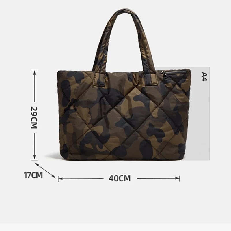 3PCS/SET Nylon Big Tote for Women Men Puffy Padded Handbags Fashion Shoulder Bag Ladies Winter Shopper Underarm Bag Purses Ins