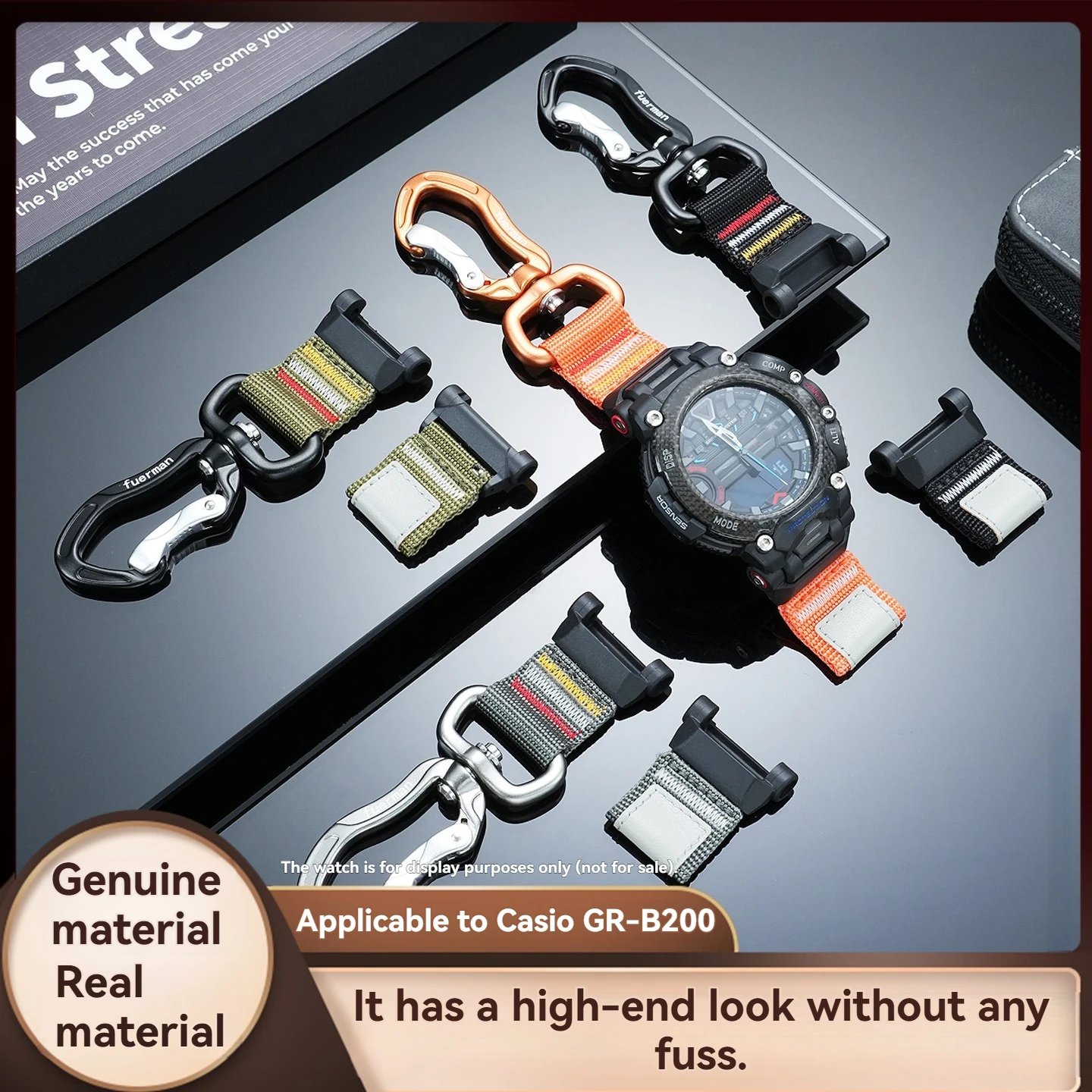 Фото Подходит для серии Casio G-SHOCK GR-B200, специальный карабин для ключей, нейлоновый ремешок для часов, аксессуары для замены ремешка. №4