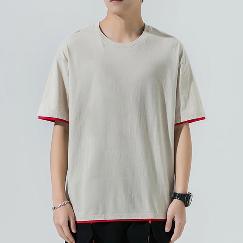Однотонная мужская футболка летняя повседневная в стиле Харадзюку уличная мода