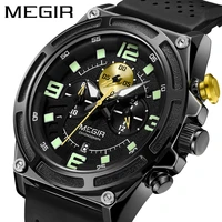 megir 2022 new fashion sports multifunctional quartz watches wristwatches casual luminous waterproof black dial men mens 2116