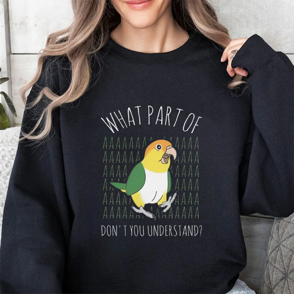 Толстовка с рисунком попугая Модный пуловер длинным рукавом и круглым вырезом