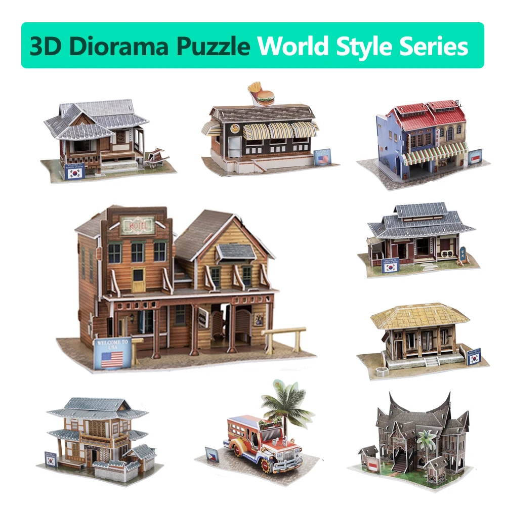 

Free DIY 3d dimensional paper puzzle assembled model brain teaser learning educational toys kids jigsaw kids architecture 05