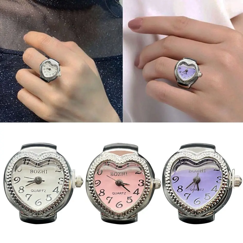 

Винтажный подарок, модные эластичные кольца, круглые кварцевые кольца на палец, кварцевые кольца для часов с надписью Love, цифровые часы