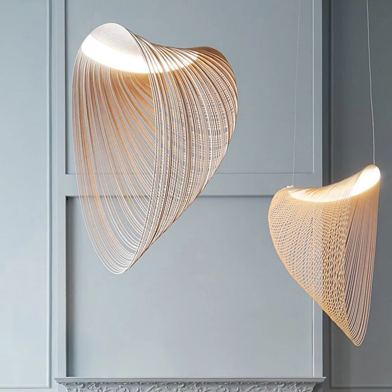 

Nordic Design Chandeliers Led Lamp Garden Ceiling Outdoor Chandeliers Hallway Wood Ring Suspension Luminaire Lights Decoration