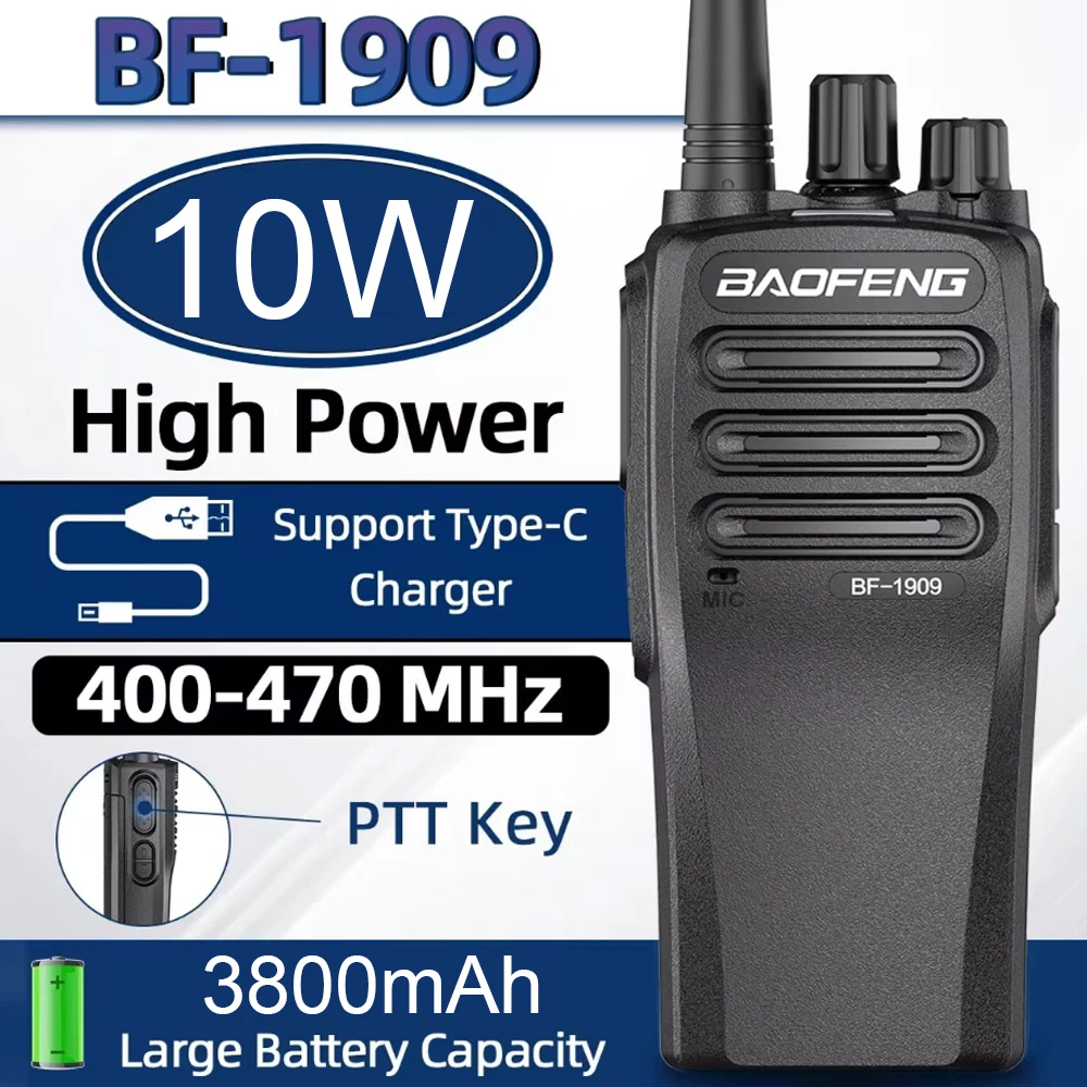 BaoFeng BF-1909 12 Вт Мощная рация Lange Bereik Tweeweg Radio Type-C Opladen Zender Upgrade BF 888S UV 5R 82
