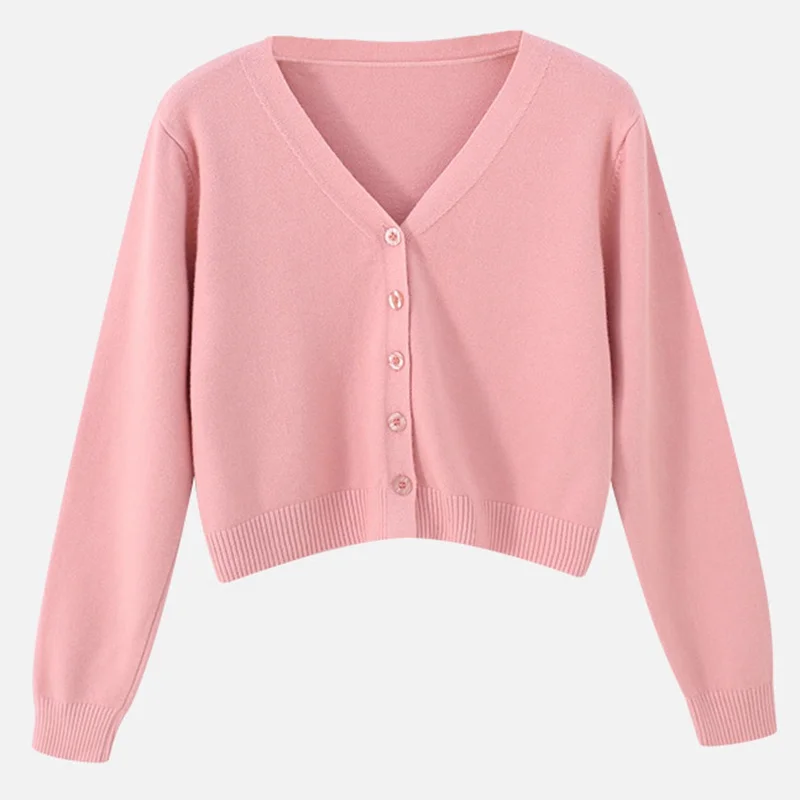 Повседневная футболка с длинным рукавом укороченные кардиганы Осенний тонкий