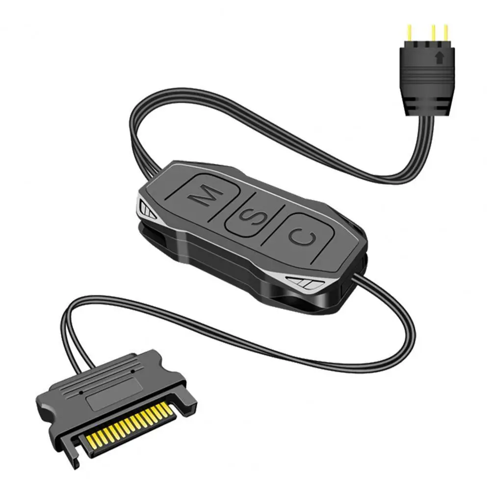 

ARGB Controller Lengthen Cable Wide Compatibility 3 Pin to SATA Pin Power Supply Case Fan Black Mini RGB Controller