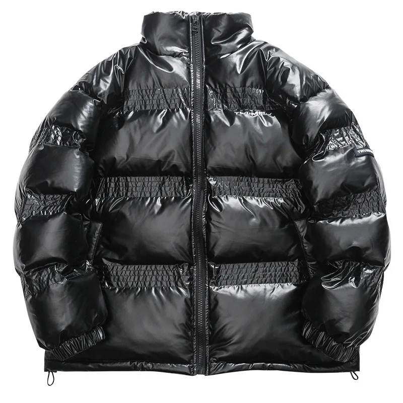 Rainbowtouches Hip Hop Men Solid Color Winter Parka Thick Jacket Warm Harajuku Coat Male Casual Zipper Jackets Windproof Outwear