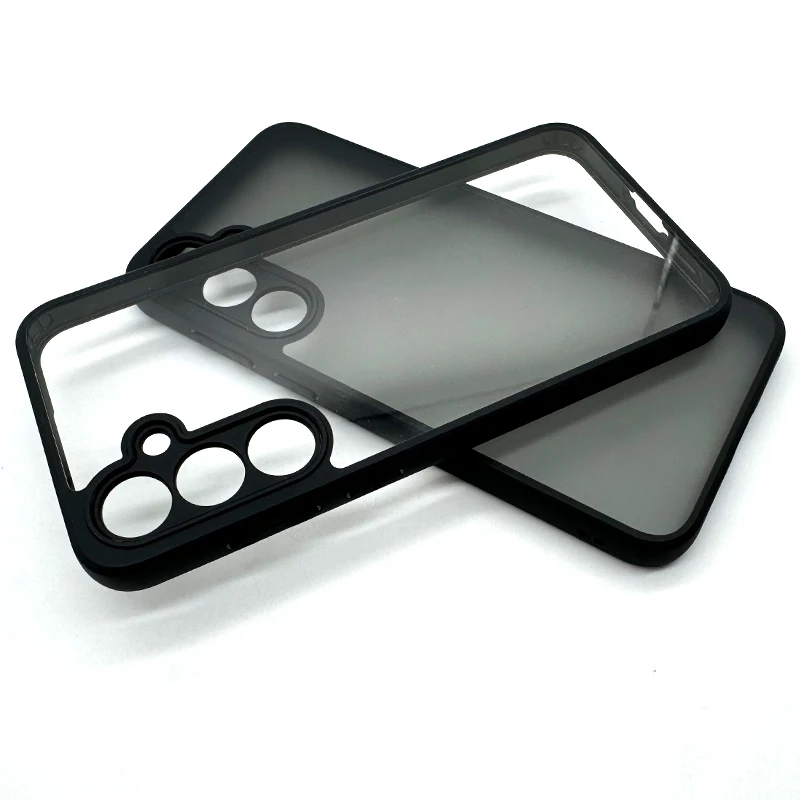 Чехол для Samsung Galaxy A55 с черными краями Прозрачный ударопрочный чехол из