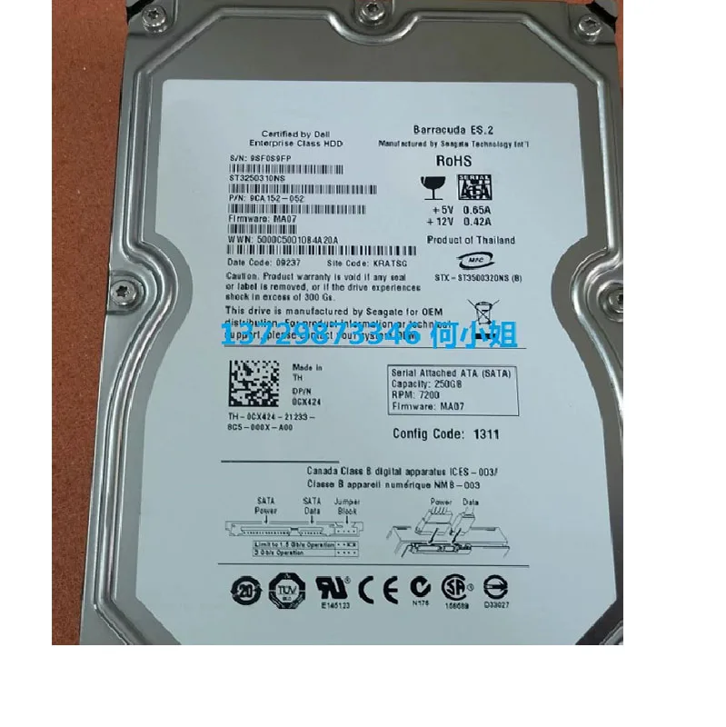 

100% новый в коробке 3 года гарантии ST3250310NS 250G 3,5 дюйма SATA 7200 F420T ES требуется больше угловых фотографий, пожалуйста, свяжитесь со мной