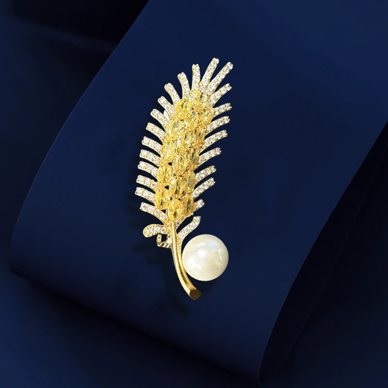 Модная мужская брошь в виде желтого циркона булавки элегантный растительный