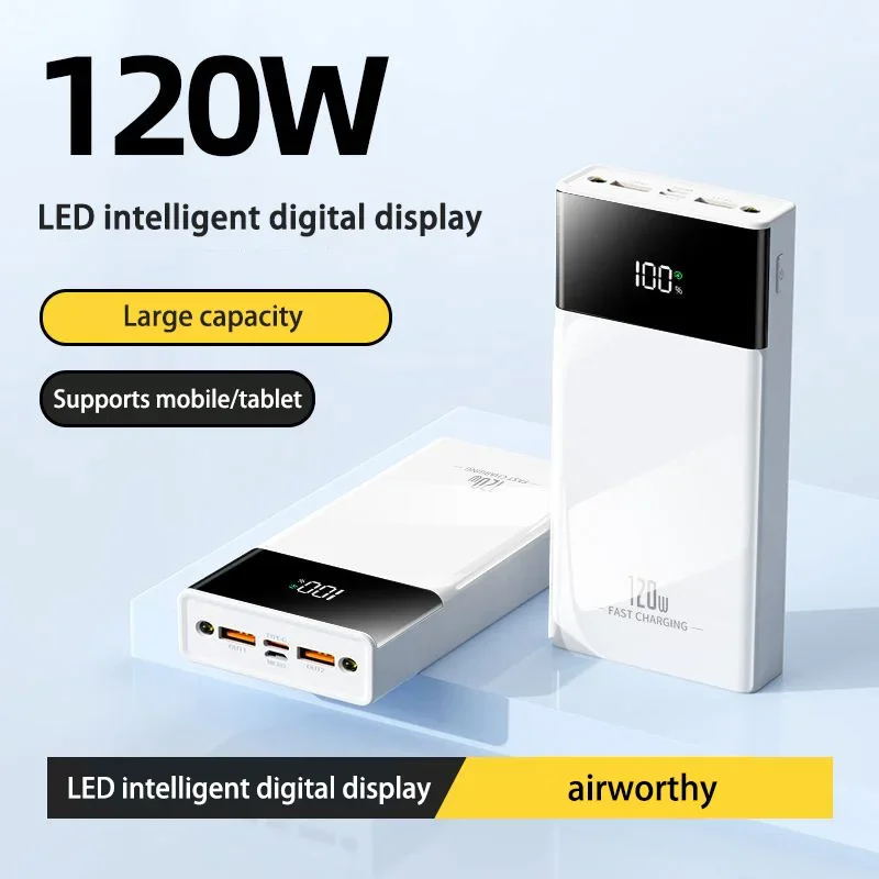 200000 мАч 120 Вт сверхбыстрая зарядка Power Bank большой емкости PD 20 цифровой дисплей